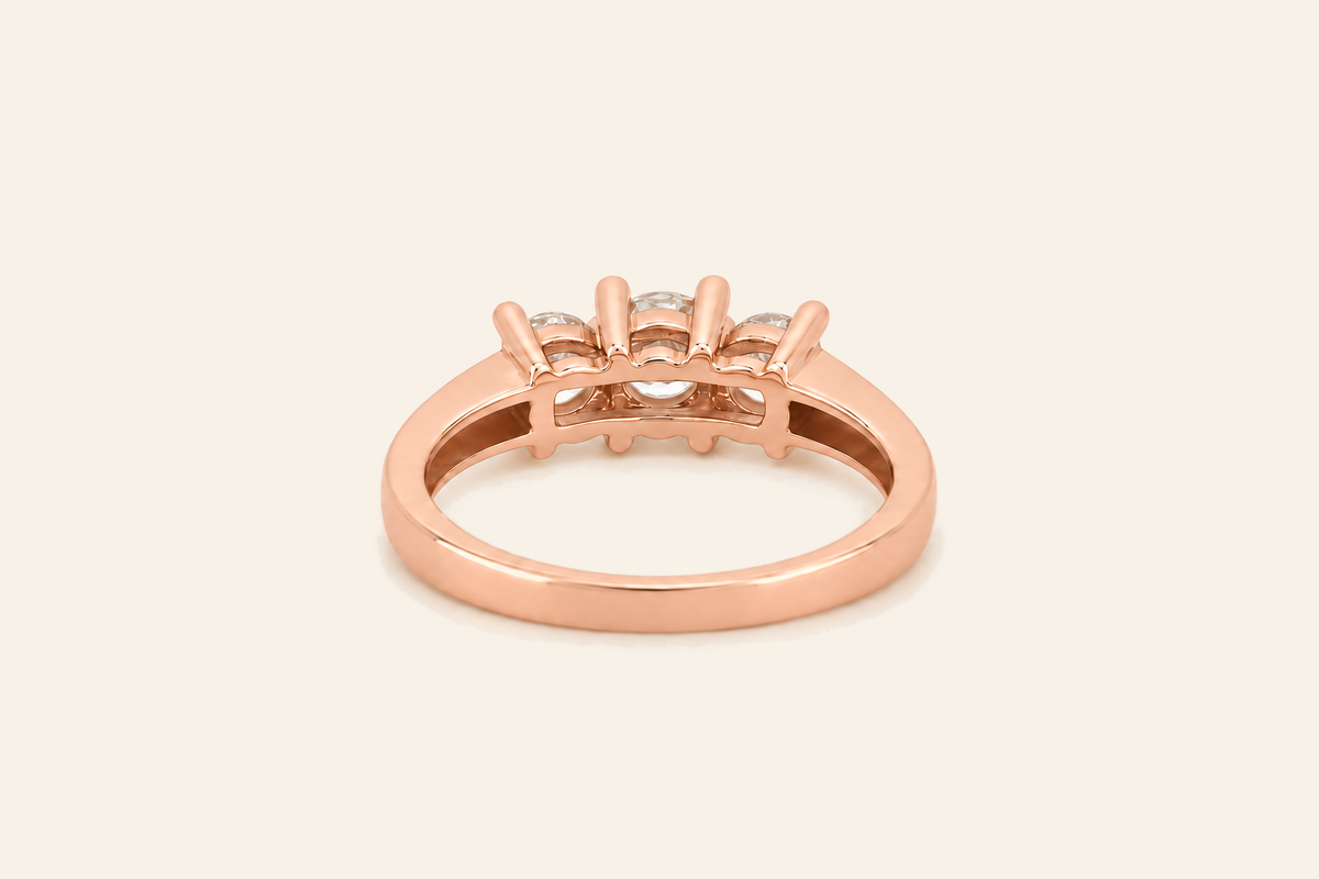 14K Gold Three-Stone Natural Diamond Ring