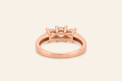 14K Gold Three-Stone Natural Diamond Ring