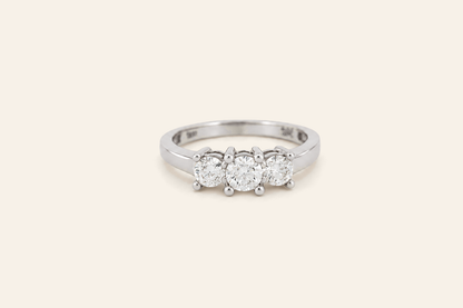 14K Gold Three-Stone Natural Diamond Ring