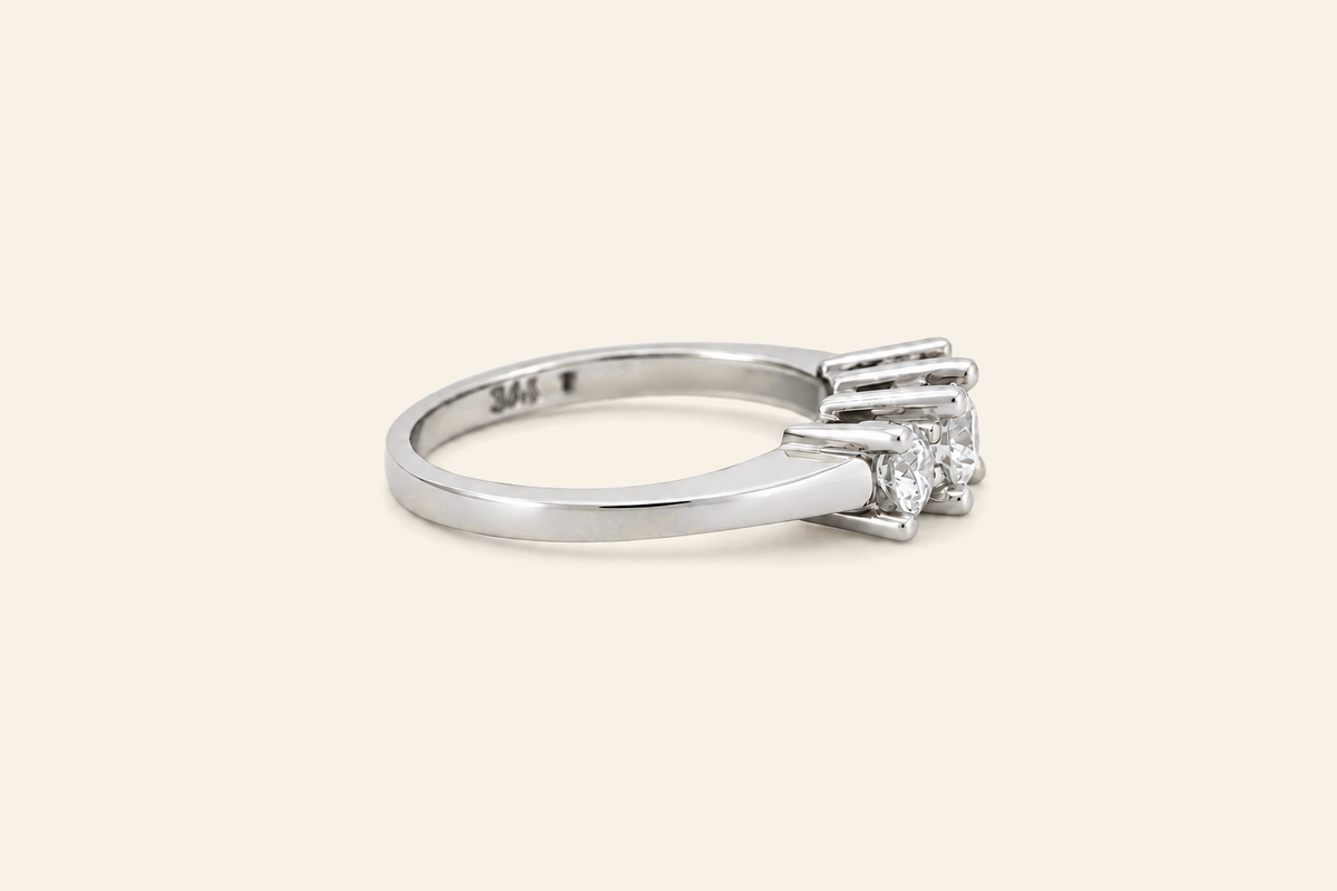 14K Gold Three-Stone Natural Diamond Ring