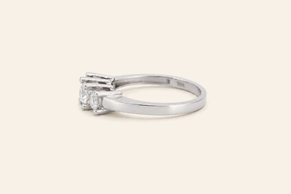 14K Gold Three-Stone Natural Diamond Ring