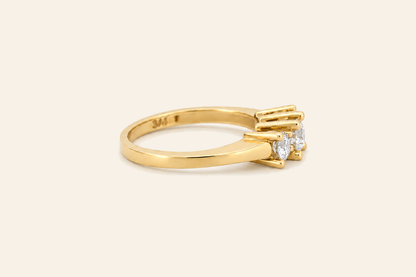 14K Gold Three-Stone Natural Diamond Ring