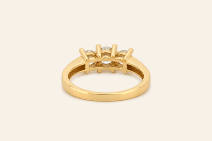 14K Gold Three-Stone Natural Diamond Ring
