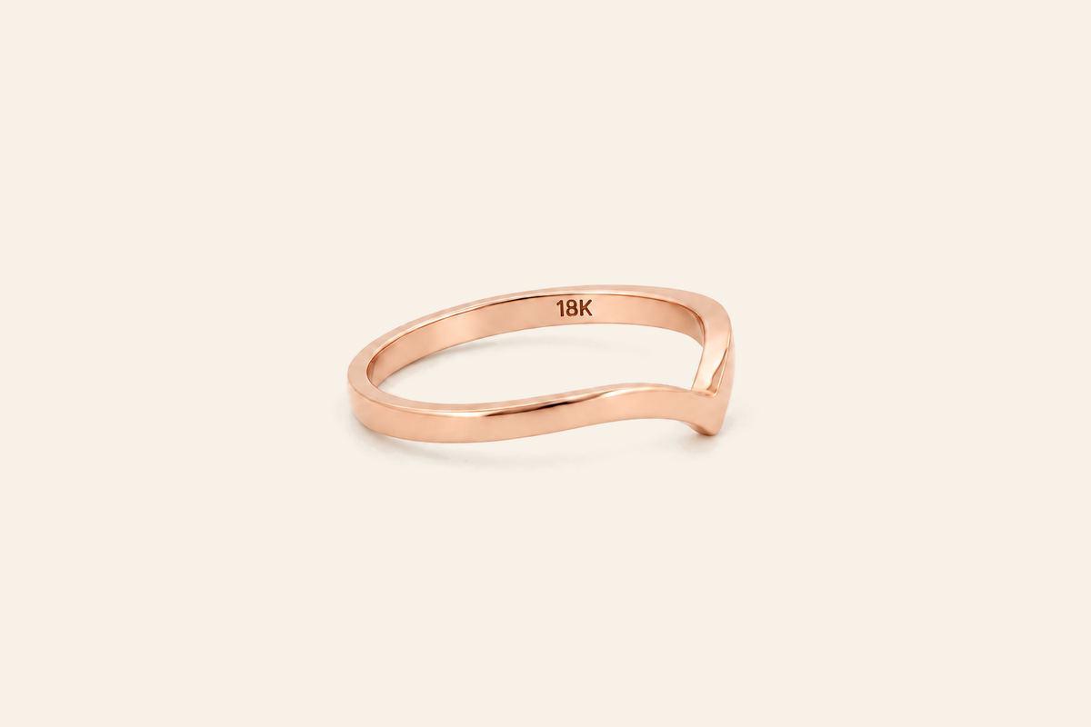 18K Gold Chevron Band Ring