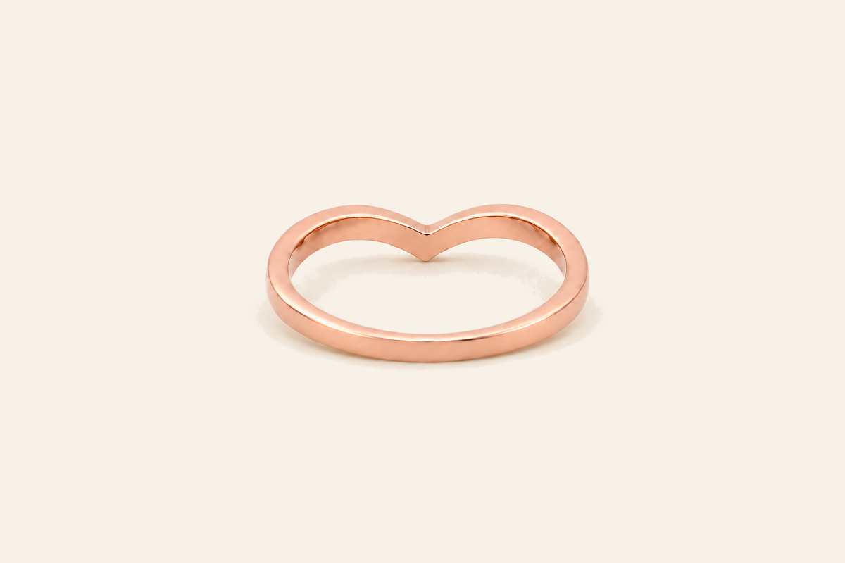 18K Gold Chevron Band Ring