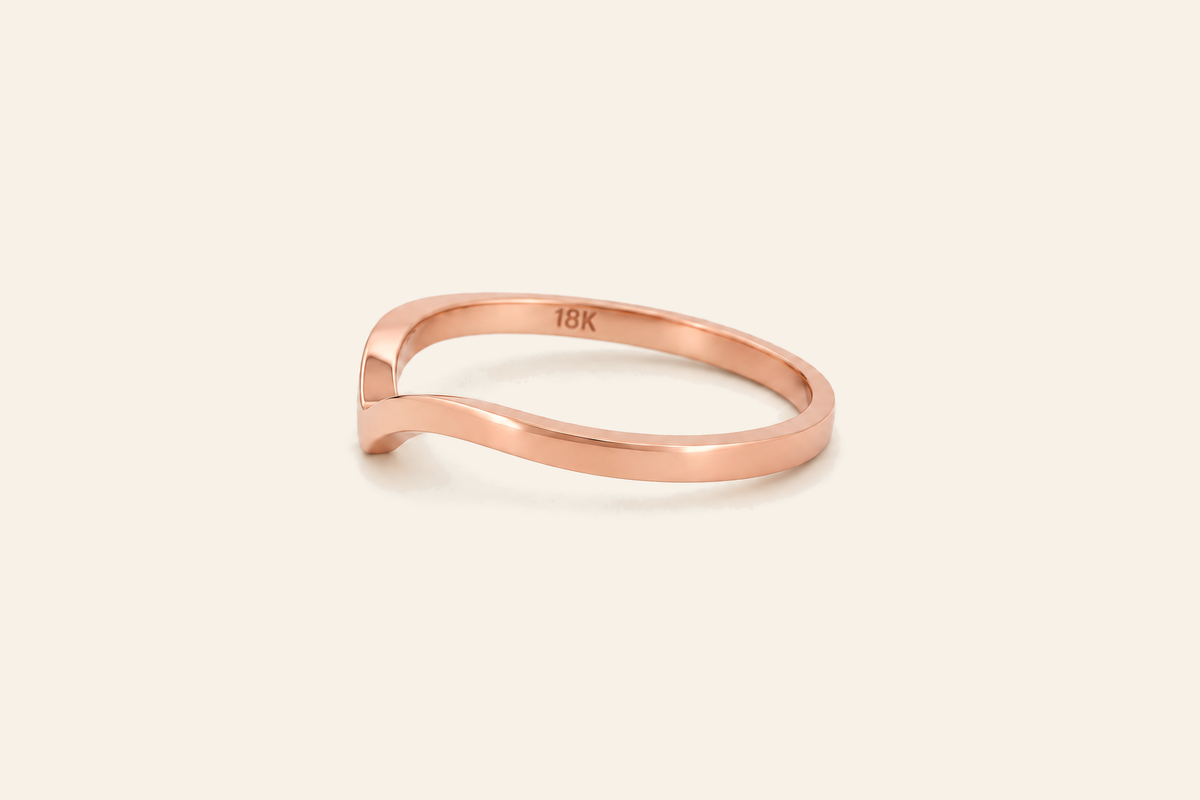 18K Gold Chevron Band Ring
