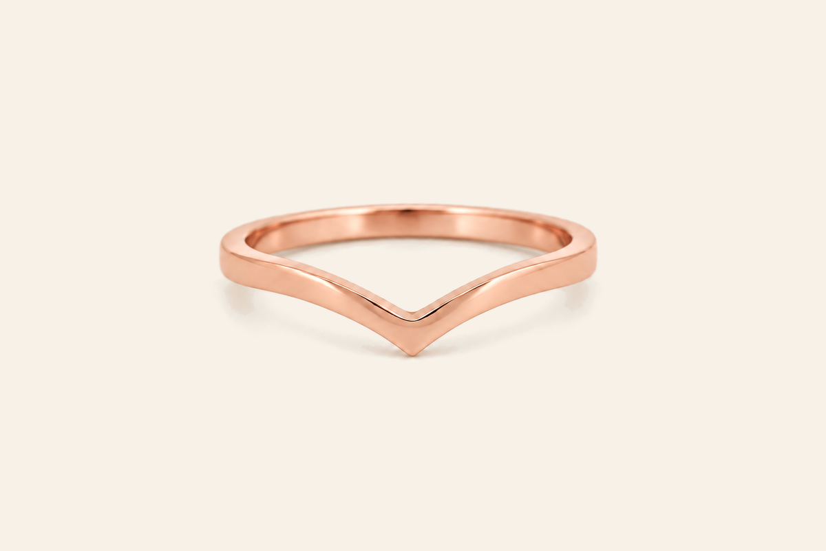18K Gold Chevron Band Ring