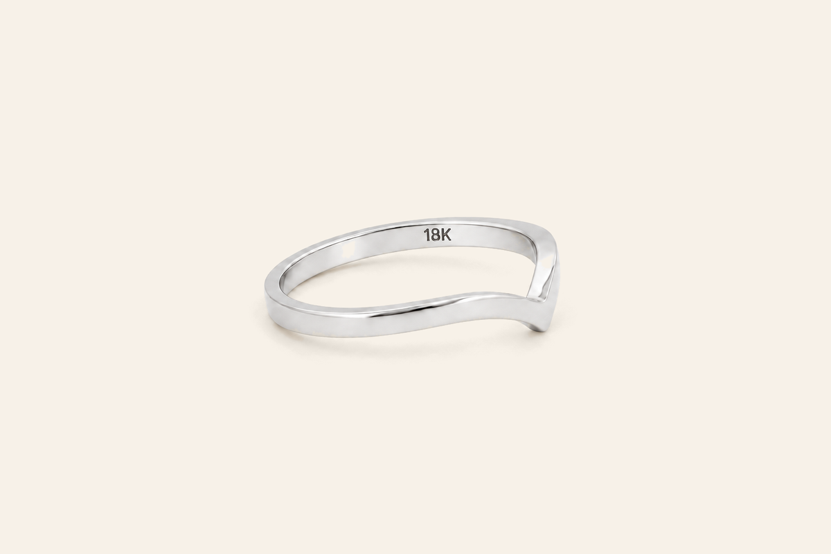 18K Gold Chevron Band Ring