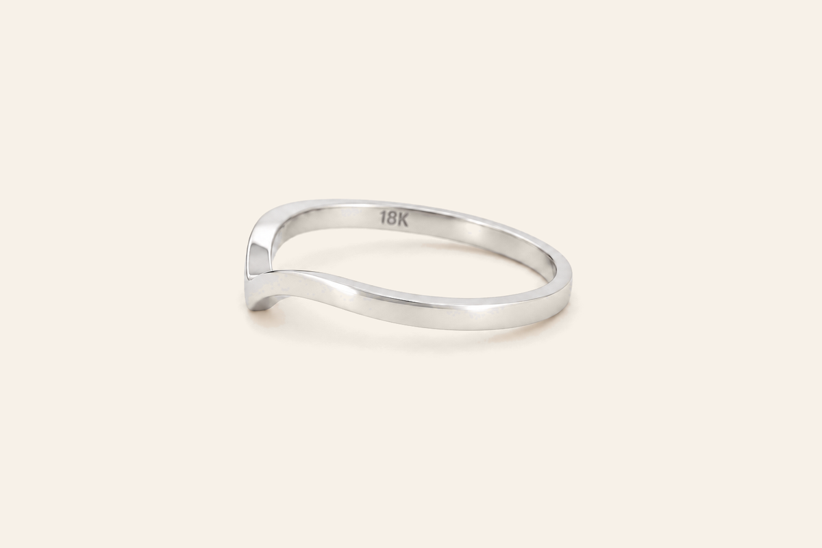 18K Gold Chevron Band Ring