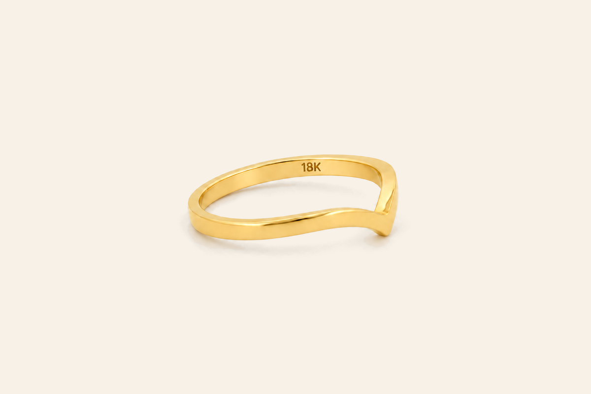 18K Gold Chevron Band Ring
