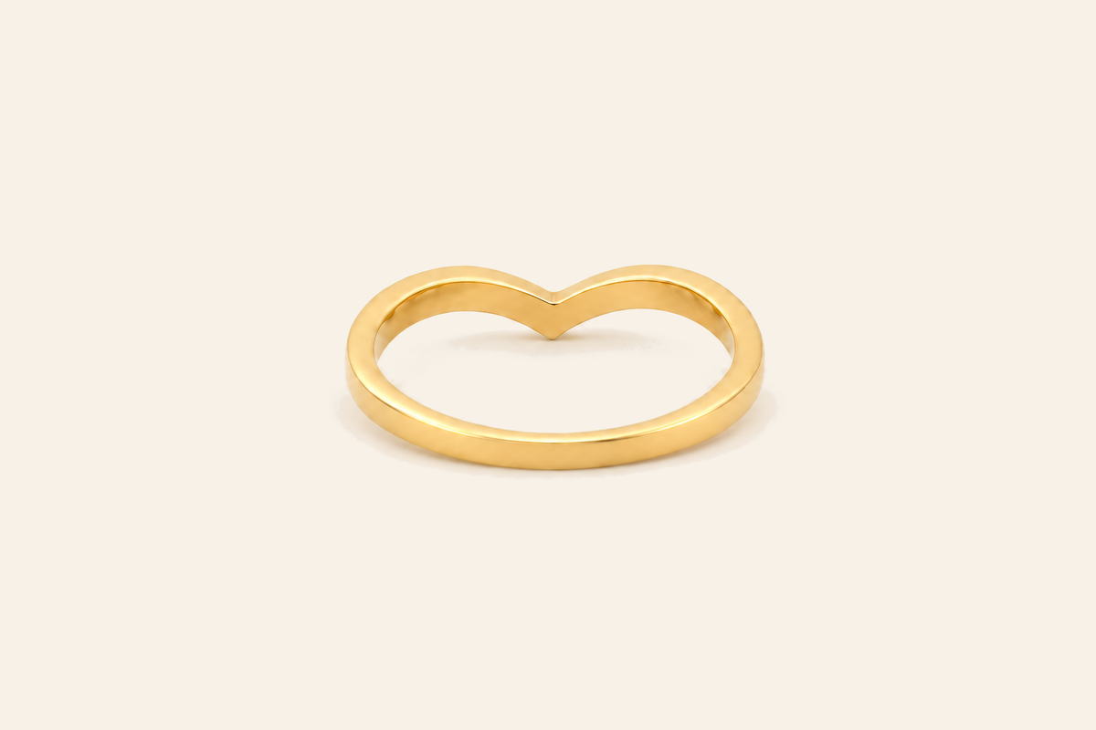 18K Gold Chevron Band Ring