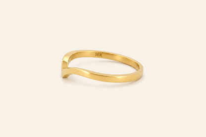 18K Gold Chevron Band Ring
