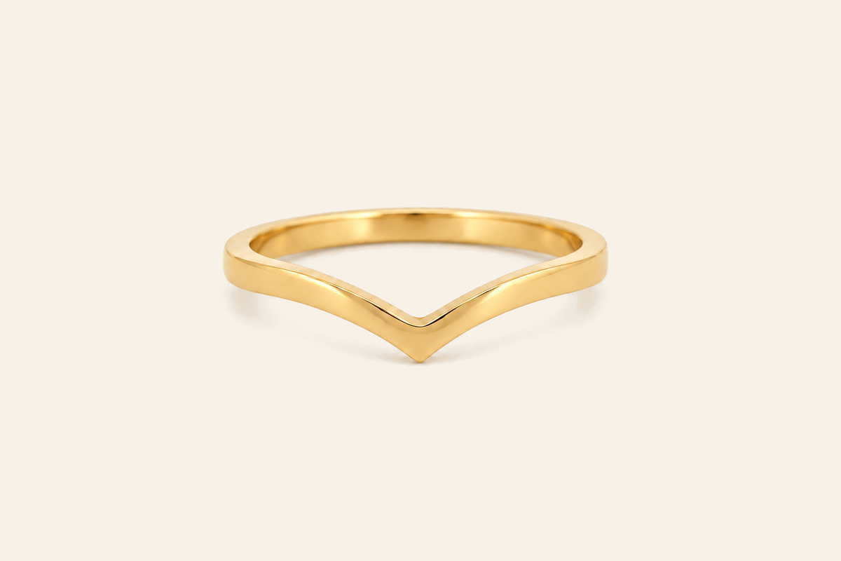 18K Gold Chevron Band Ring
