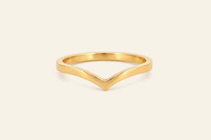 18K Gold Chevron Band Ring