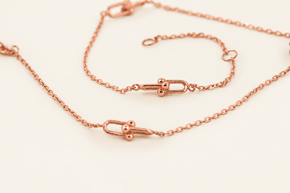 10K Gold Paperclip Station Anklet — Rose Gold