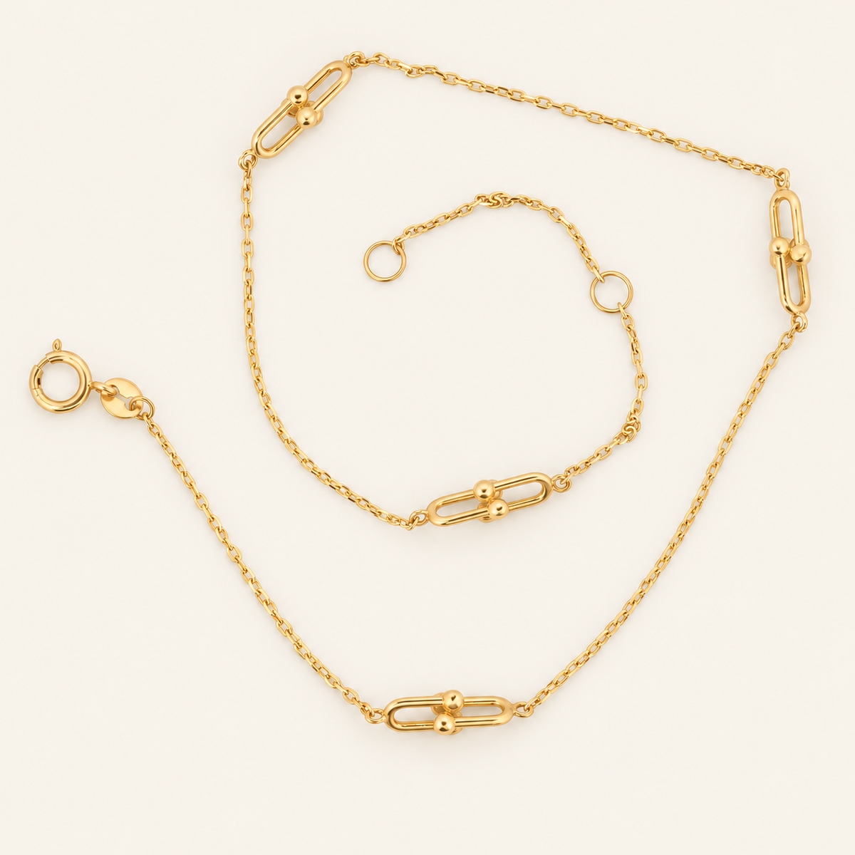 10K Gold Paperclip Station Anklet — view 2