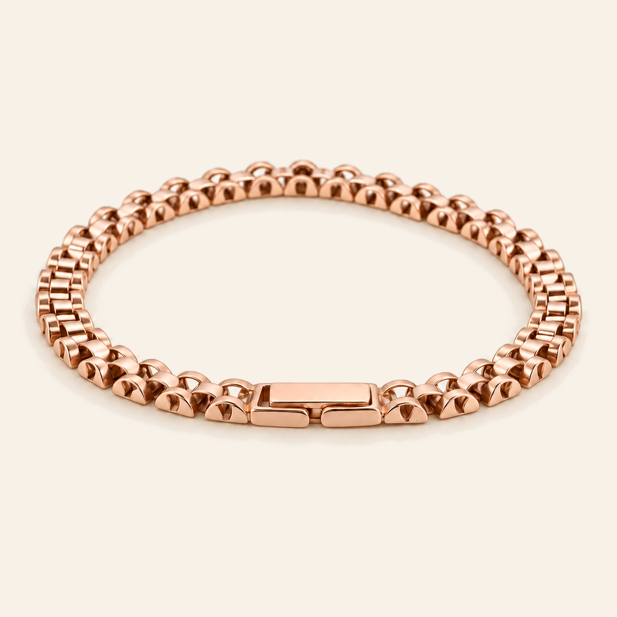 18K Gold Two-Tone Link Bracelet — Rose Gold, view 1