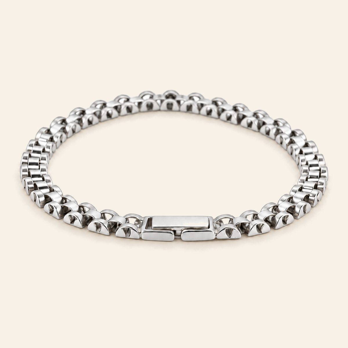 18K Gold Two-Tone Link Bracelet — White Gold, view 2