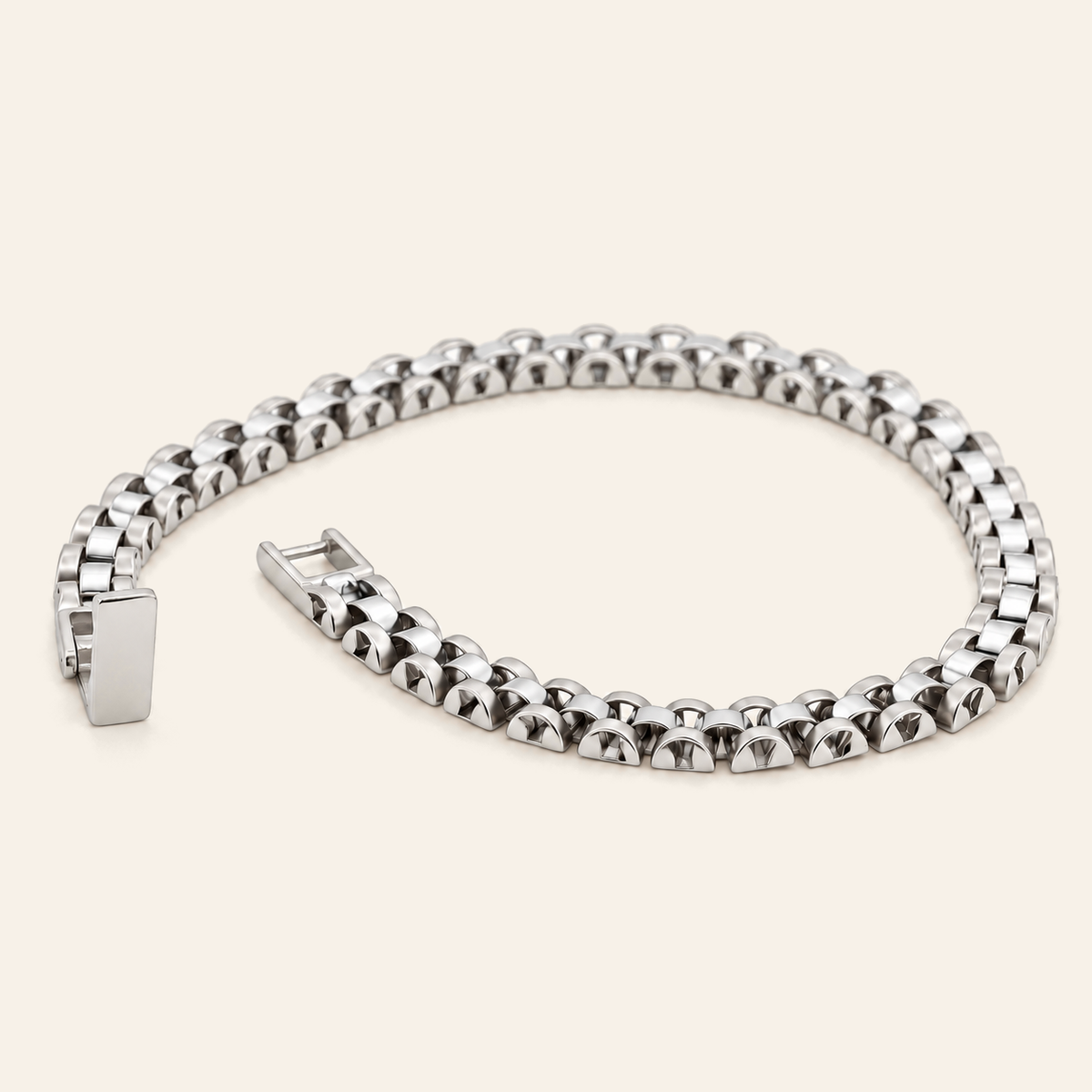 18K Gold Two-Tone Link Bracelet — White Gold, view 1