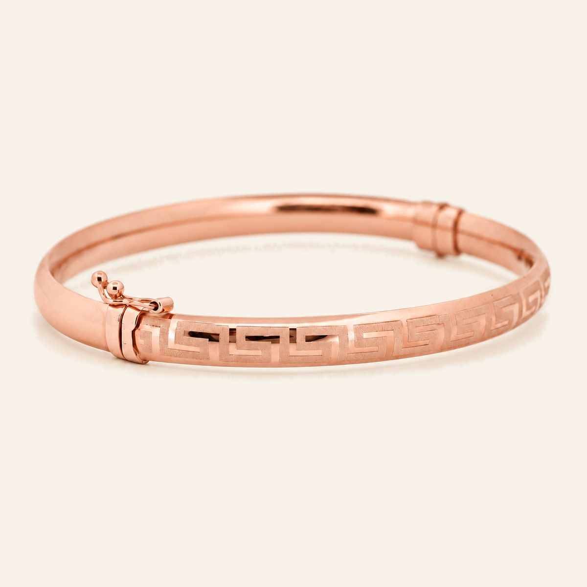 10K Gold Greek-Key Bangle — Rose Gold, view 1