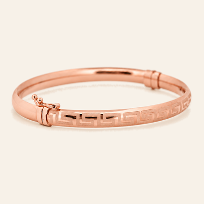 10K Gold Greek-Key Bangle — Rose Gold, view 1