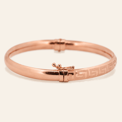10K Gold Greek-Key Bangle — Rose Gold, view 2