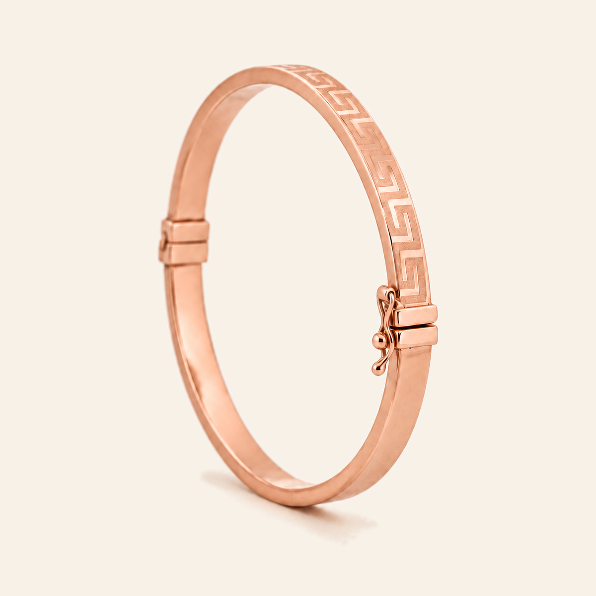 10K Gold Greek-Key Bangle — Rose Gold, view 3