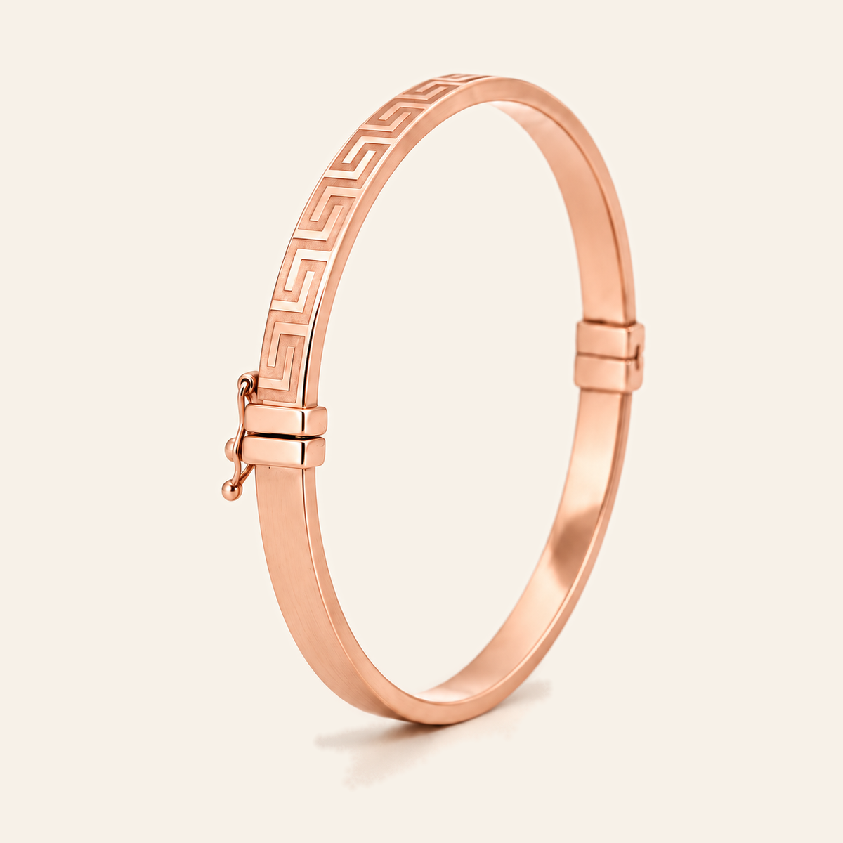 10K Gold Greek-Key Bangle — Rose Gold, view 4