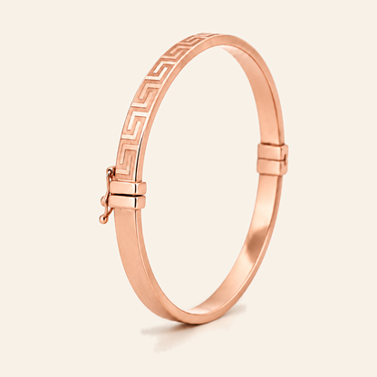 10K Gold Greek-Key Bangle — Rose Gold, view 4