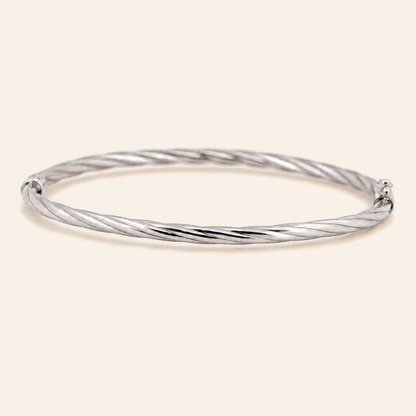 10K Gold Twisted Bangle — White Gold, view 1