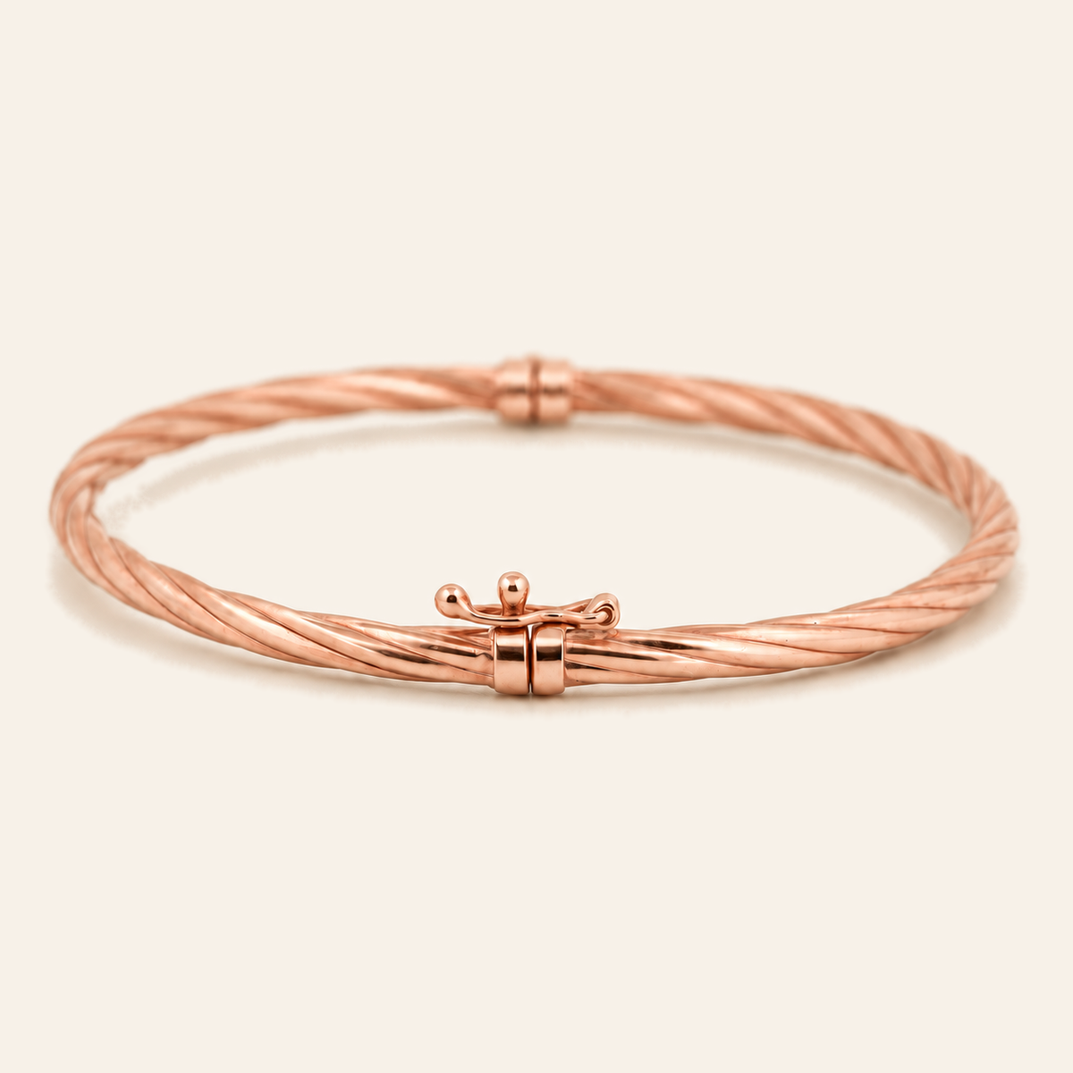 10K Gold Twisted Bangle — Rose Gold, view 2