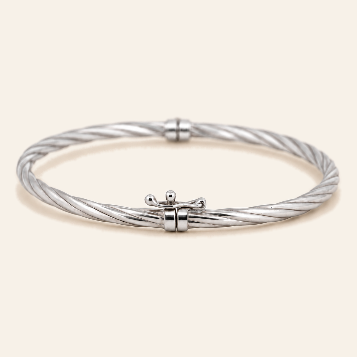 10K Gold Twisted Bangle — White Gold, view 2