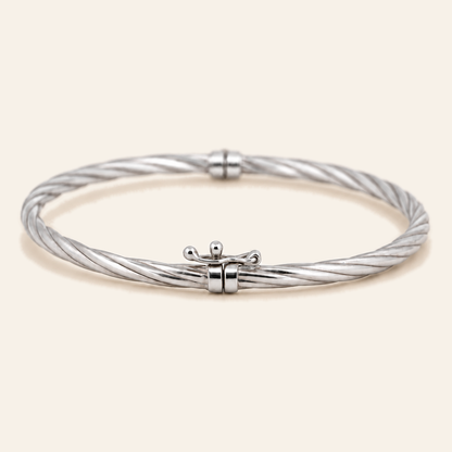 10K Gold Twisted Bangle — White Gold, view 2