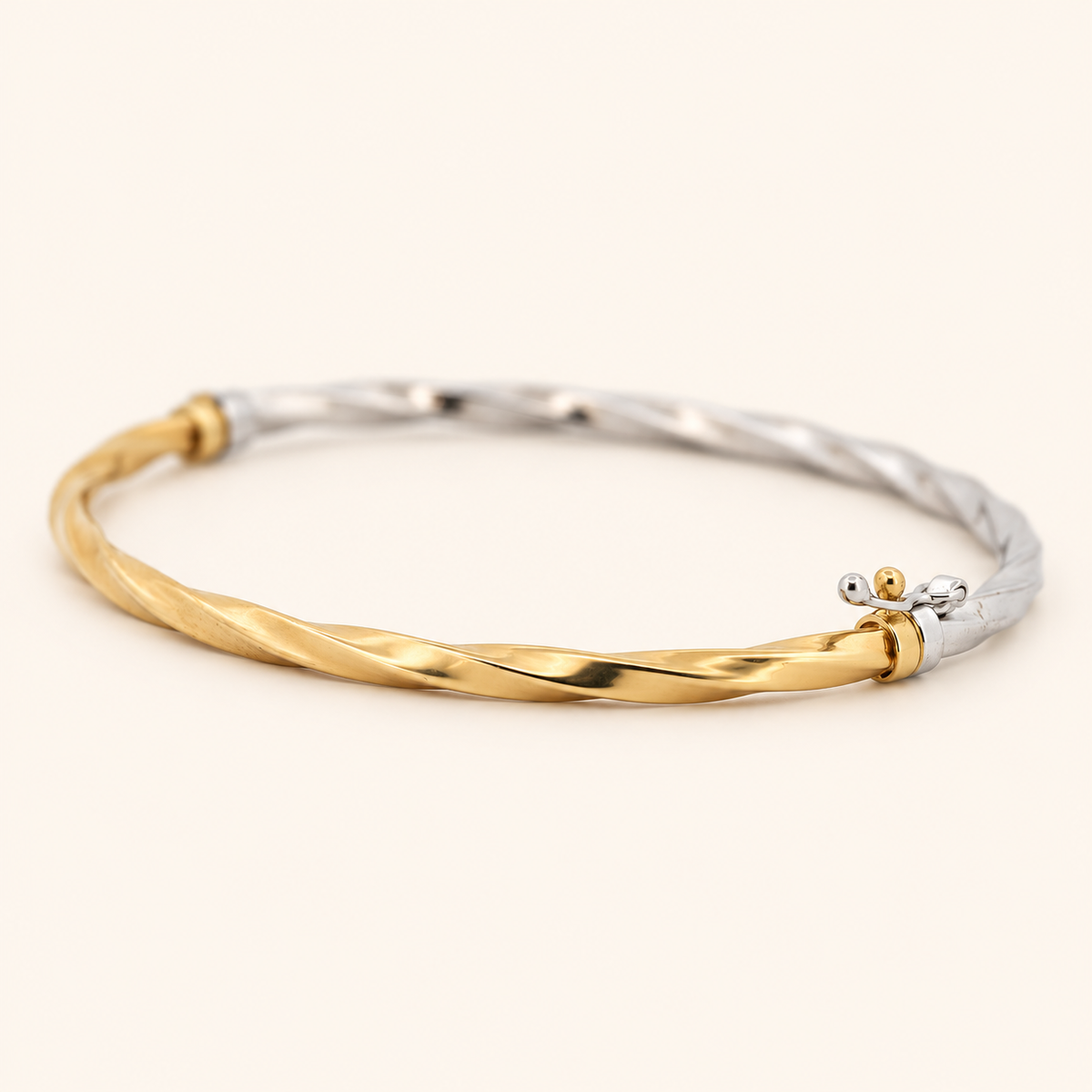 10K Gold Twisted Bangle — Two-Tone, view 1