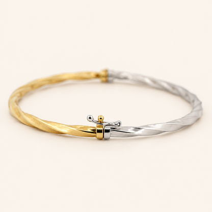 10K Gold Twisted Bangle — Two-Tone, view 2