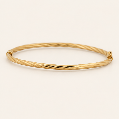 10K Gold Twisted Bangle — Yellow Gold, view 1