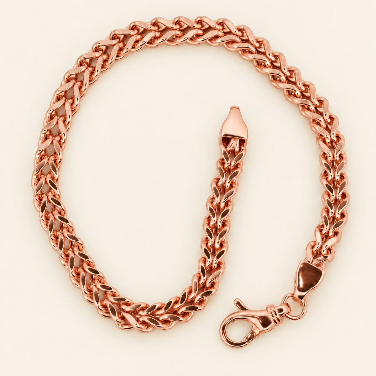 10K Gold Wheat-Link Bracelet — Rose Gold