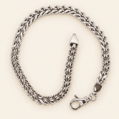 10K Gold Wheat-Link Bracelet — White Gold