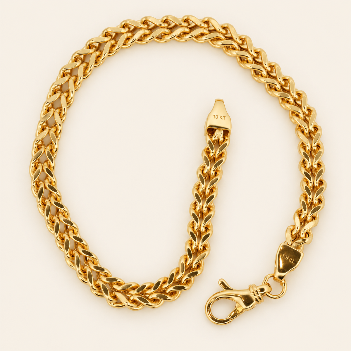10K Gold Wheat-Link Bracelet — Yellow Gold