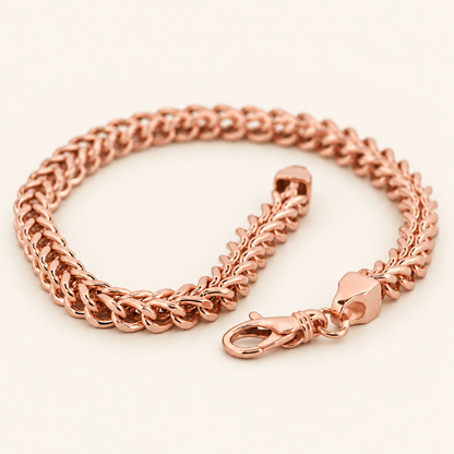10K Gold Rounded Curb-Link Bracelet — Rose Gold