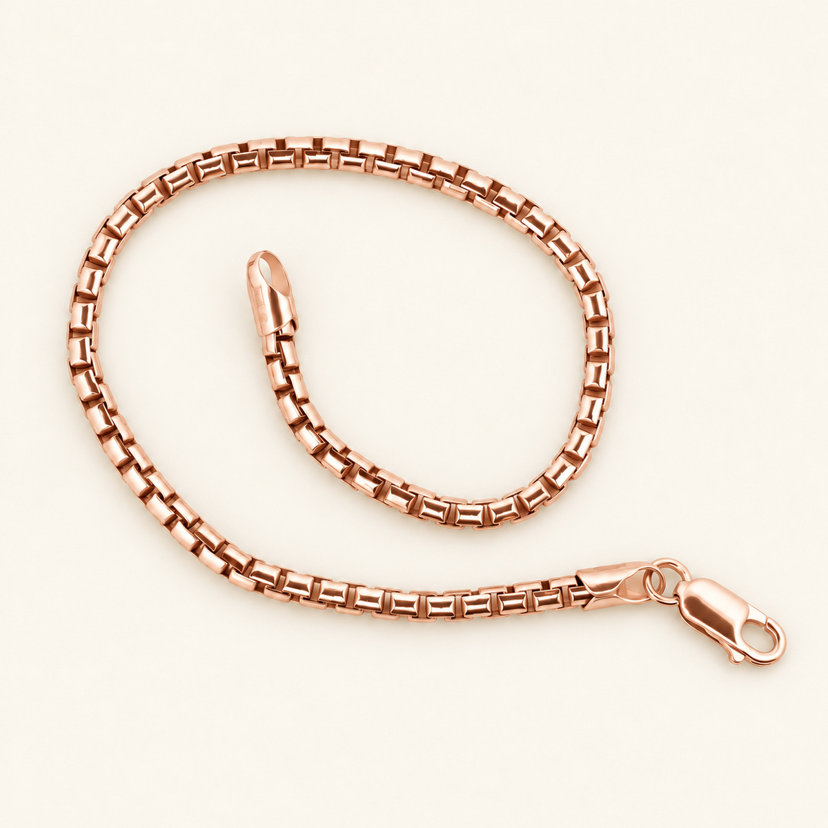 10K Gold Box-Link Bracelet — Rose Gold