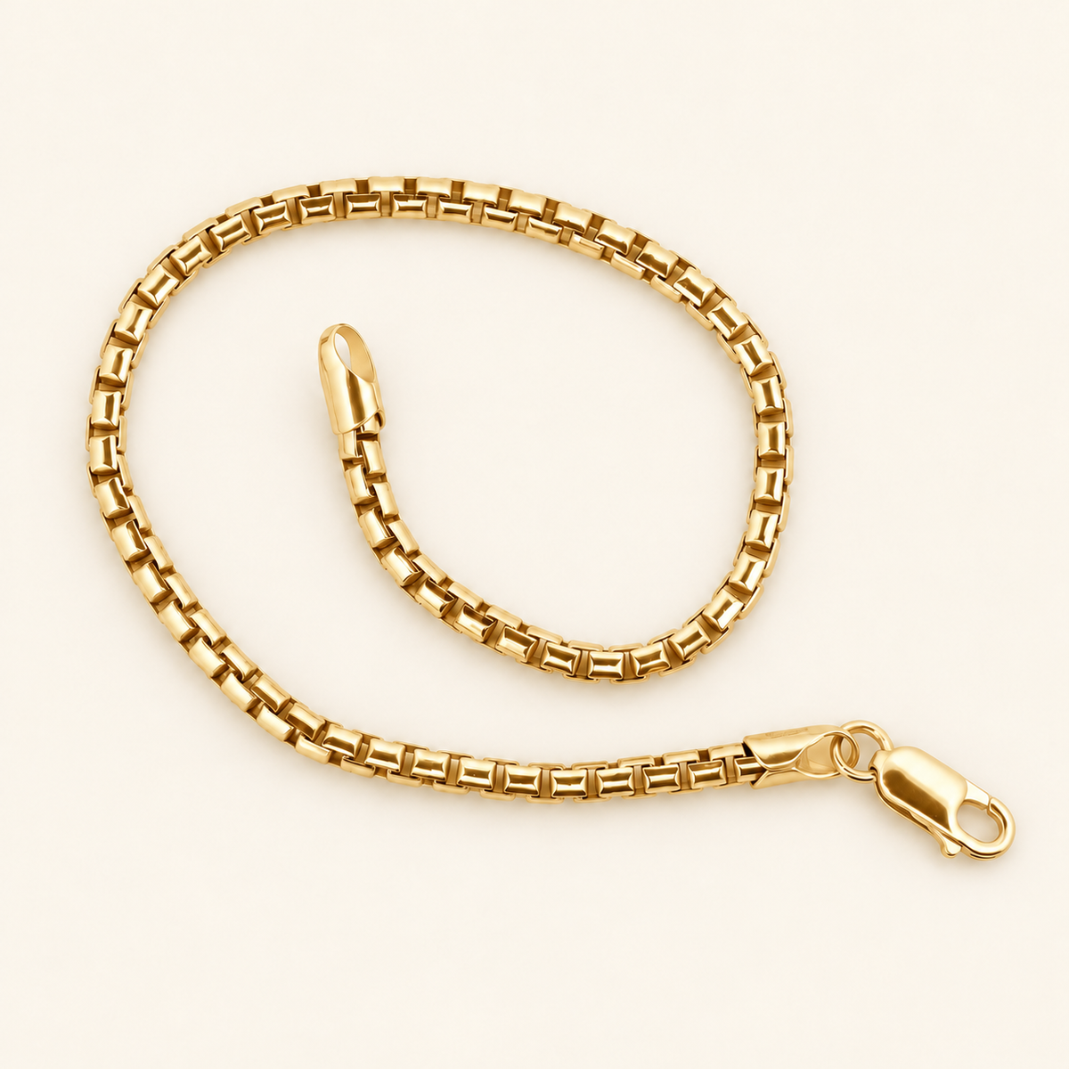 10K Gold Box-Link Bracelet — Yellow Gold
