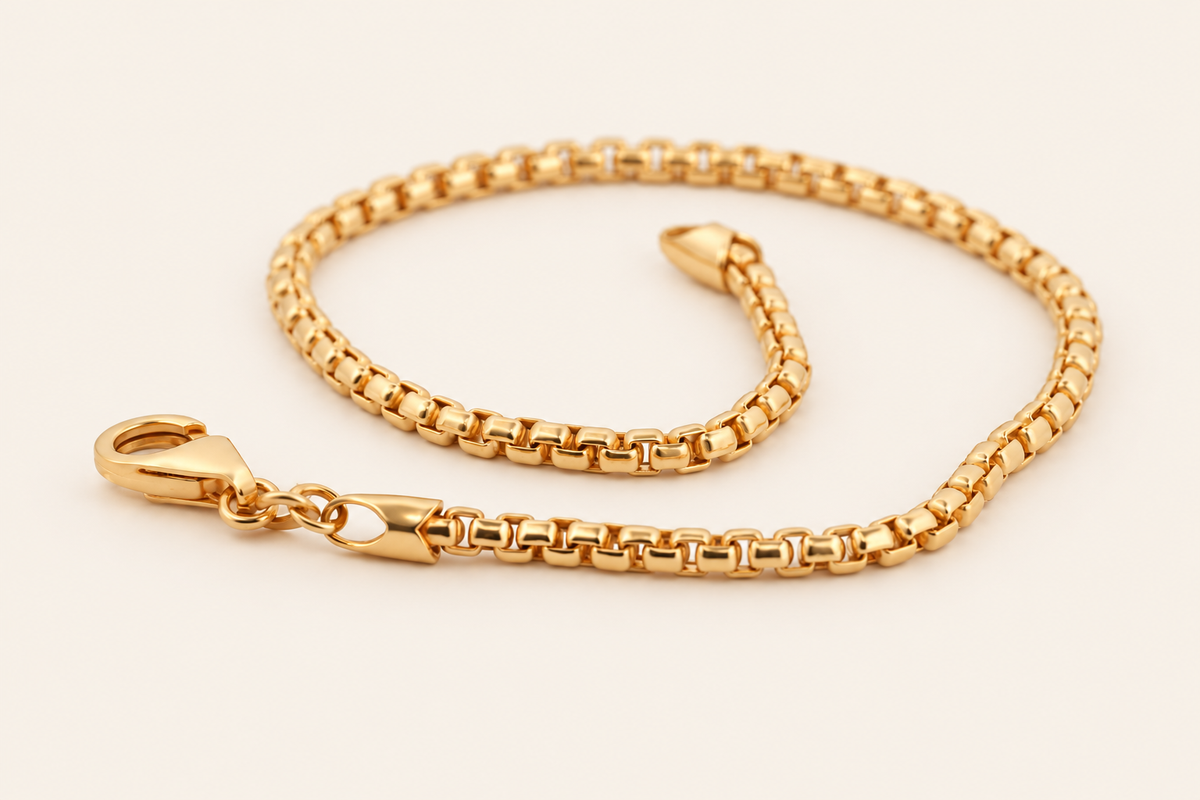 10K Gold Box-Link Bracelet — view 3