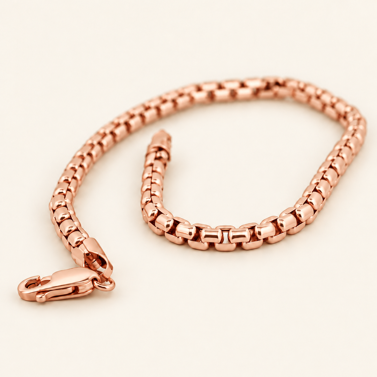 10K Gold Box-Link Bracelet — Rose Gold