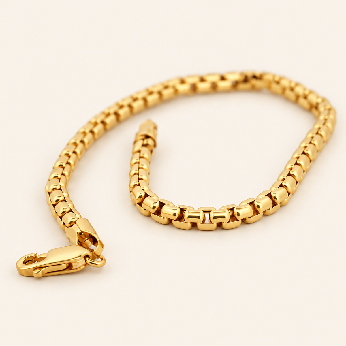 10K Gold Box-Link Bracelet — Yellow Gold