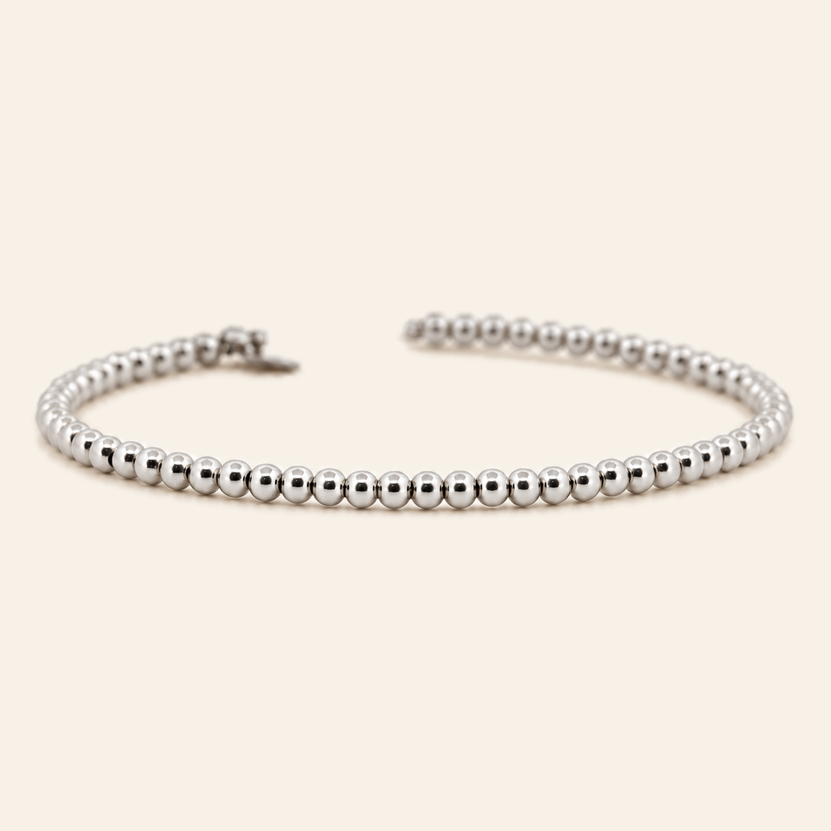 10K Gold Beaded Bangle — White Gold, view 1