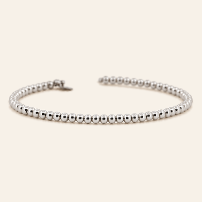 10K Gold Beaded Bangle — White Gold, view 1
