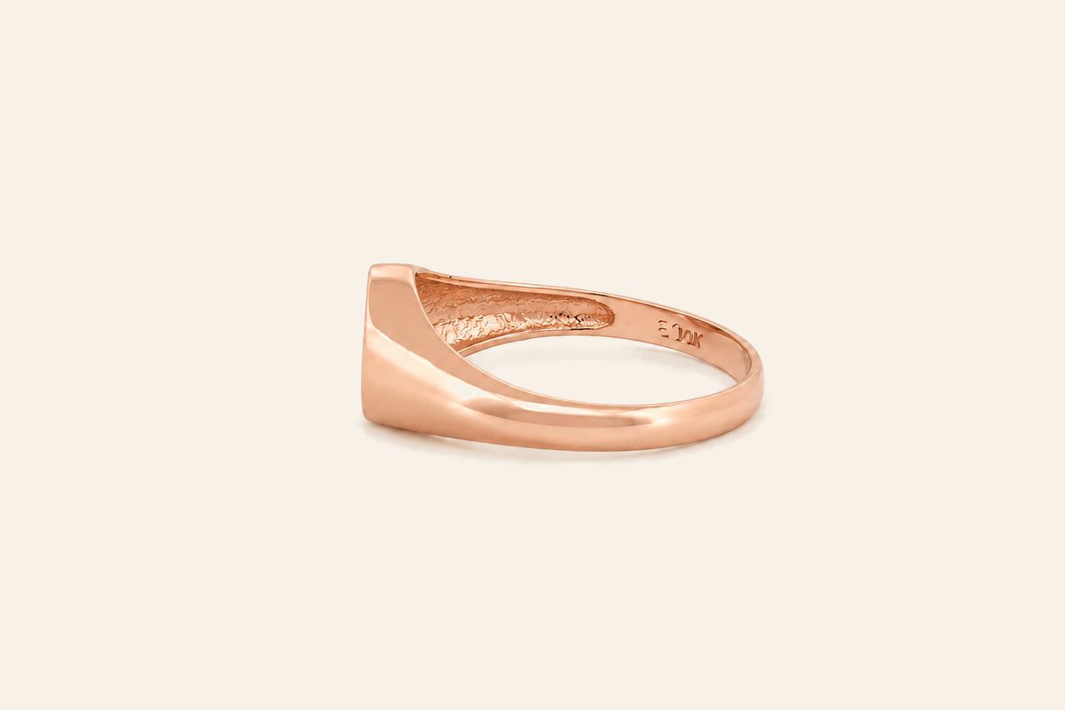 14K Gold Natural Diamond Heart Signet Ring