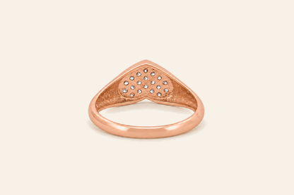 14K Gold Natural Diamond Heart Signet Ring