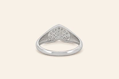 14K Gold Natural Diamond Heart Signet Ring